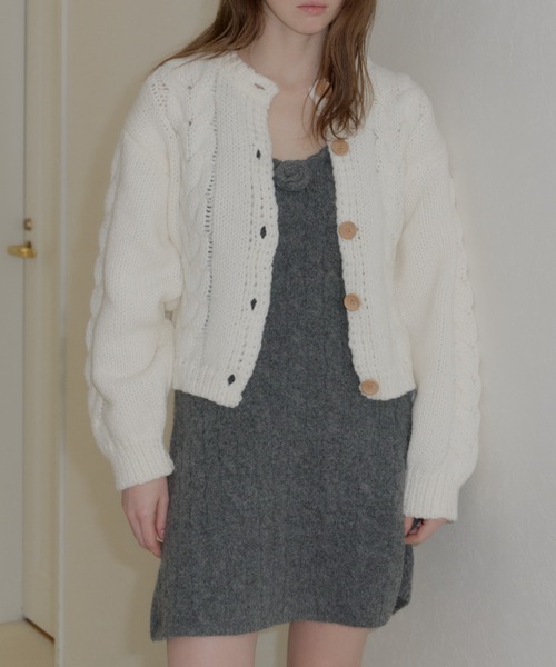 2way flower knit dress / 2way フラワーニットワンピース（ワンピース