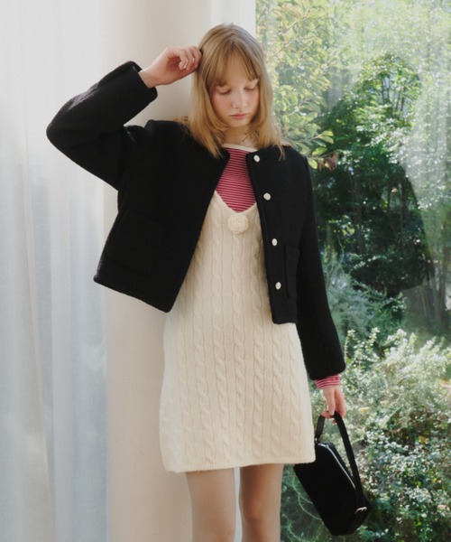 2way flower knit dress / 2way フラワーニットワンピース（ワンピース
