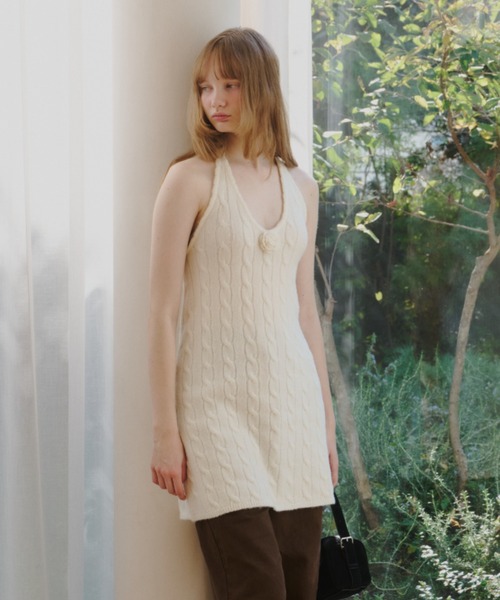 2way flower knit dress / 2way フラワーニットワンピース（ワンピース