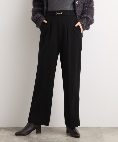 grove(グローブ)の「フロントビットカルゼワイドパンツ(その他パンツ・レディース・ブラック/ダークブラウン系3/チャコール・03/02/05/04/01)」の1枚目の写真