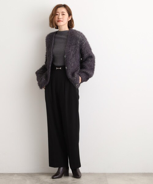 grove(グローブ)の「フロントビットカルゼワイドパンツ(その他パンツ・レディース・ブラック/ダークブラウン系3/チャコール・03/02/05/04/01)」の6枚目の写真