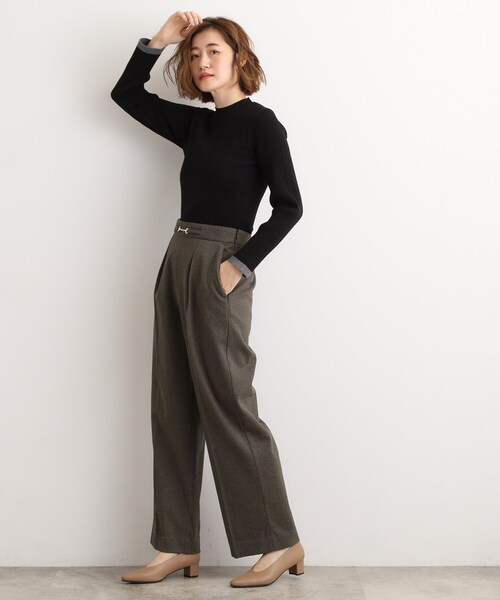 grove(グローブ)の「フロントビットカルゼワイドパンツ(その他パンツ・レディース・ブラック/ダークブラウン系3/チャコール・03/02/05/04/01)」の15枚目の写真