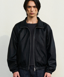 DOFFJASON（ドフジェーソン）の「オーバーフィットビーガンレザーウインドブレーカージャケット（ブラック）（ライダースジャケット）」