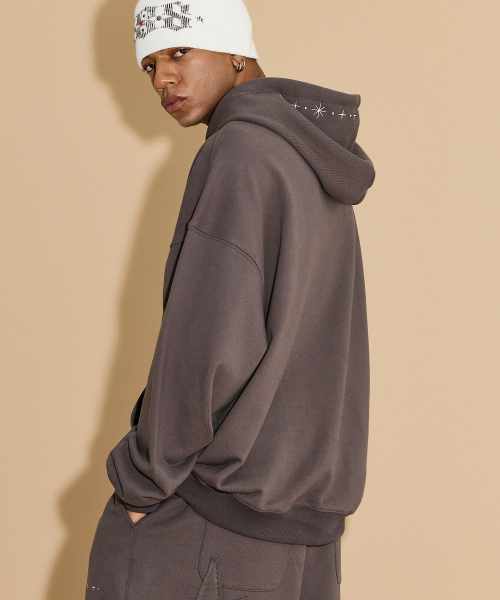 HOODHOOD(フッドフッド)の「スターアップリケ刺繍フードチャコール(パーカー・レディース・その他・2/1)」の4枚目の写真