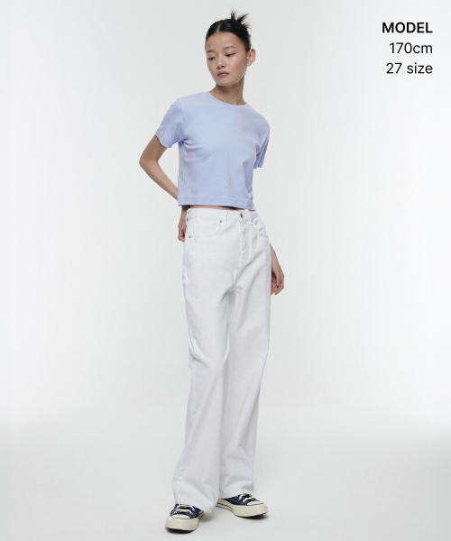 MUSINSA STANDARD WOMAN（ムシンサスタンダードウーマン）の「ウィメンズワイドデニムパンツ[ホワイト]（デニムパンツ・レディース・その他・32/30/23/24/25/26/27/28/29）」の2枚目の写真