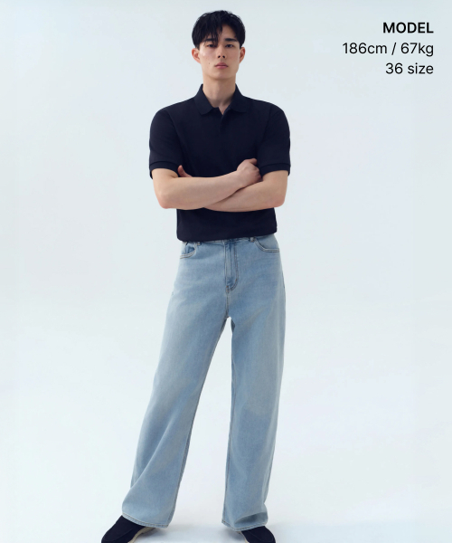 MUSINSA STANDARD（ムシンサスタンダード）の「[クールタンダード] ワイドデニムパンツ [スカイブルー]（デニムパンツ・メンズ・その他・38/30/26/27/28/29/40/42/36/34/32/31/33）」の4枚目の写真