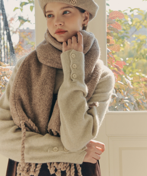 AURALEE アルパカウール　ベージュ マフラー フリンジ付き 2カラー] アルパカウールマフラー 【公式通販】