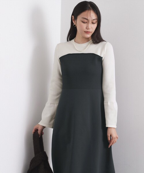 OPAQUE.CLIP（オペークドットクリップ）の「配色ビスチェニットワンピース【洗濯機OK】（ワンピース・レディース・チャコール/ネイビー系4・36/38/40）」の2枚目の写真