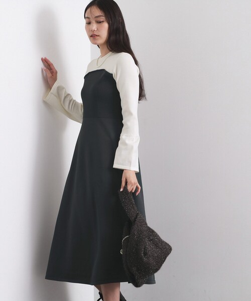 OPAQUE.CLIP（オペークドットクリップ）の「配色ビスチェニットワンピース【洗濯機OK】（ワンピース・レディース・チャコール/ネイビー系4・36/38/40）」の3枚目の写真