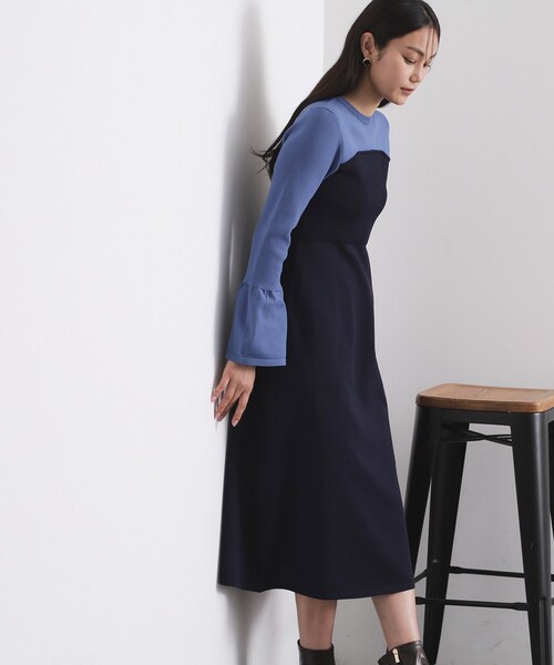 OPAQUE.CLIP（オペークドットクリップ）の「配色ビスチェニットワンピース【洗濯機OK】（ワンピース・レディース・チャコール/ネイビー系4・36/38/40）」の7枚目の写真