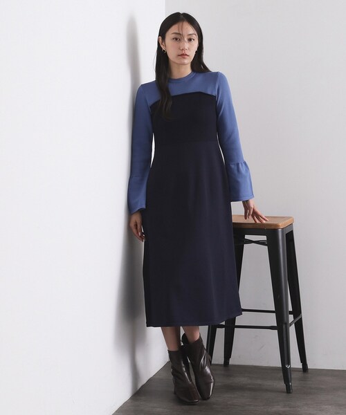 OPAQUE.CLIP（オペークドットクリップ）の「配色ビスチェニットワンピース【洗濯機OK】（ワンピース・レディース・チャコール/ネイビー系4・36/38/40）」の8枚目の写真