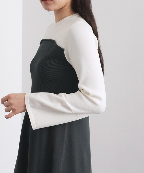 OPAQUE.CLIP（オペークドットクリップ）の「配色ビスチェニットワンピース【洗濯機OK】（ワンピース・レディース・チャコール/ネイビー系4・36/38/40）」の15枚目の写真