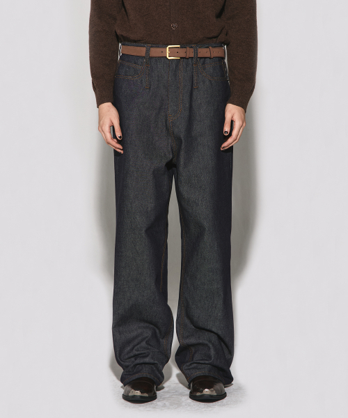 WESLEYHYUSTON(ウェズリーユーストン)の「DOUBLE BELT LOOP WIDE DENIM PANTS INDIGO(デニムパンツ・メンズ・その他・SMALL/MEDIUM/LARGE/X-SMALL)」の3枚目の写真