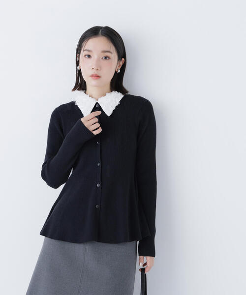 NATURAL BEAUTY BASIC（ナチュラルビューティーベーシック）の「◇2wayカラーペプラムニット（カーディガン/ボレロ・レディース・ラベンダー/グレー/ブラック・FREE）」の12枚目の写真