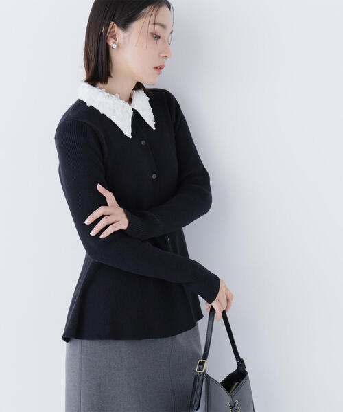 NATURAL BEAUTY BASIC（ナチュラルビューティーベーシック）の「◇2wayカラーペプラムニット（カーディガン/ボレロ・レディース・ラベンダー/グレー/ブラック・FREE）」の14枚目の写真