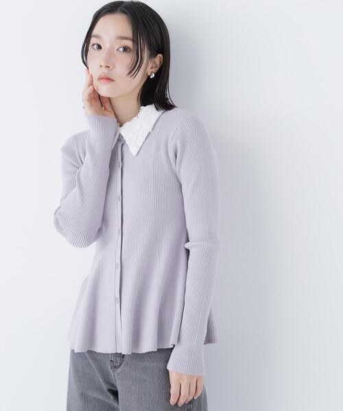 NATURAL BEAUTY BASIC（ナチュラルビューティーベーシック）の「◇2wayカラーペプラムニット（カーディガン/ボレロ・レディース・ラベンダー/グレー/ブラック・FREE）」の6枚目の写真