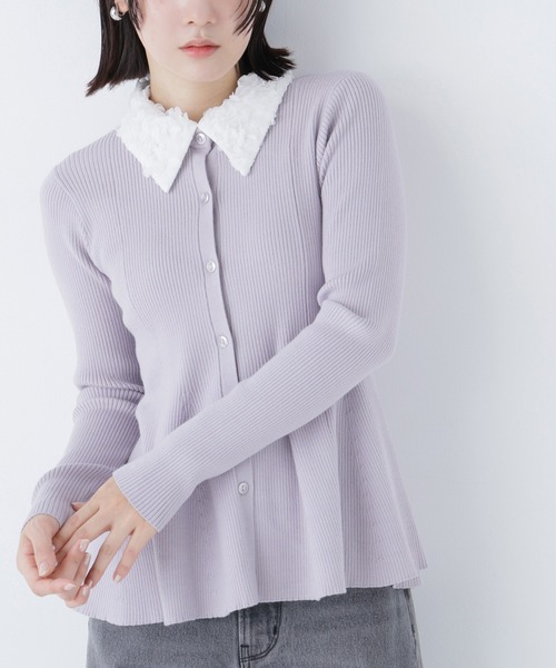 NATURAL BEAUTY BASIC（ナチュラルビューティーベーシック）の「◇2wayカラーペプラムニット（カーディガン/ボレロ・レディース・ラベンダー/グレー/ブラック・FREE）」の3枚目の写真