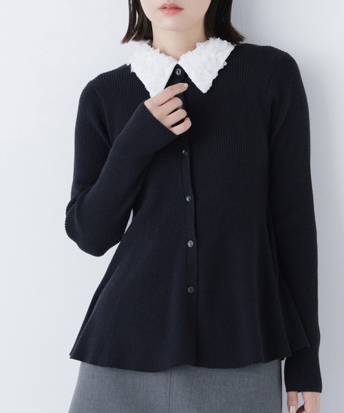 NATURAL BEAUTY BASIC（ナチュラルビューティーベーシック）の「◇2wayカラーペプラムニット（カーディガン/ボレロ・レディース・ラベンダー/グレー/ブラック・FREE）」の4枚目の写真