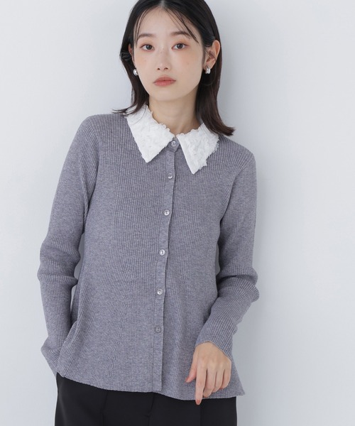 NATURAL BEAUTY BASIC（ナチュラルビューティーベーシック）の「◇2wayカラーペプラムニット（カーディガン/ボレロ・レディース・ラベンダー/グレー/ブラック・FREE）」の5枚目の写真