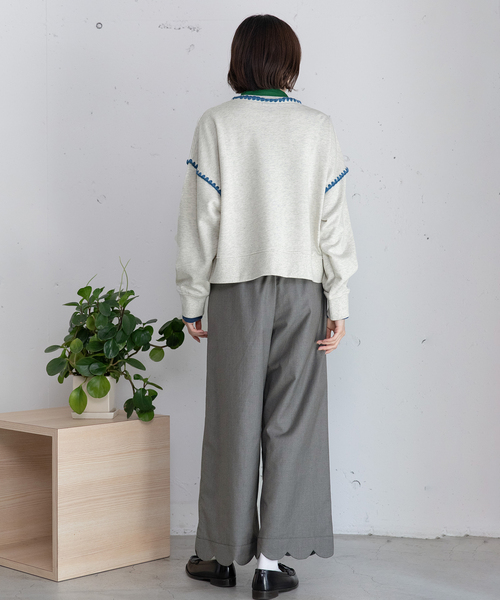 POU DOU DOU(プードゥドゥ)の「はまぐりステッチスウェット(スウェット・レディース・オートミール/ネイビー/ピンク・M)」の21枚目の写真