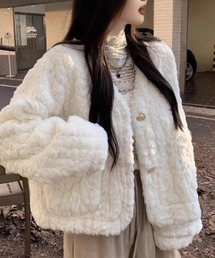 Ritzy | もこもこ ノーカラーフェイクファージャケット(ノーカラージャケット)