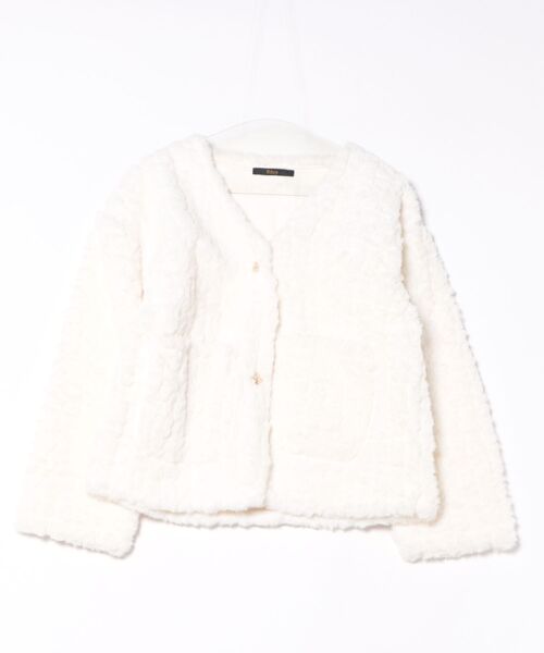 Ritzy(リッツィー)の「もこもこ ノーカラーフェイクファージャケット(ノーカラージャケット・レディース・ホワイト/モカ・M/L)」の9枚目の写真