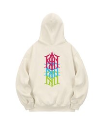 KHC0046 カンシンバル交差 裏起毛 フードパーカー - クリーム