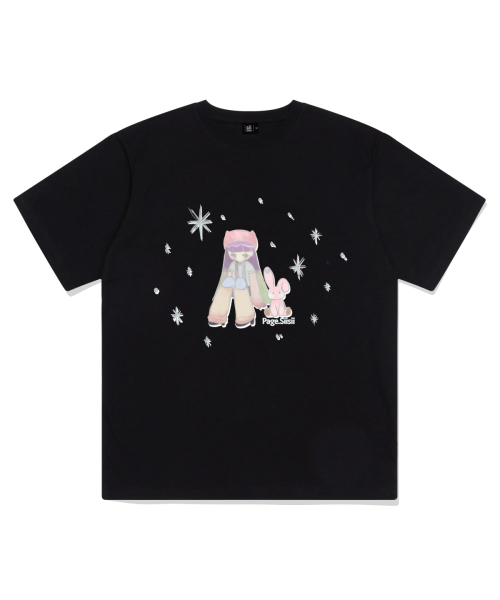 PAGESIISII（ページシシ）の「ラビットフレンズイラストプリント半袖Tシャツブラック（Tシャツ/カットソー・レディース・その他・SMALL/MEDIUM/LARGE）」の2枚目の写真