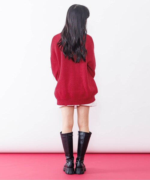 algy（アルジー）の「ニットりぼんミニワンピ（ワンピース・キッズ・レッド/グレー/ブラック・MEDIUM/SMALL/X-SMALL/XX-SMALL）」の10枚目の写真