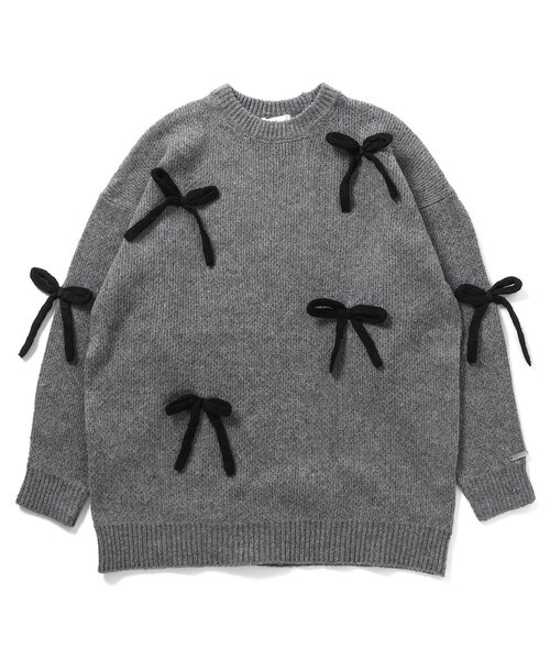 algy（アルジー）の「ニットりぼんミニワンピ（ワンピース・キッズ・レッド/グレー/ブラック・MEDIUM/SMALL/X-SMALL/XX-SMALL）」の4枚目の写真