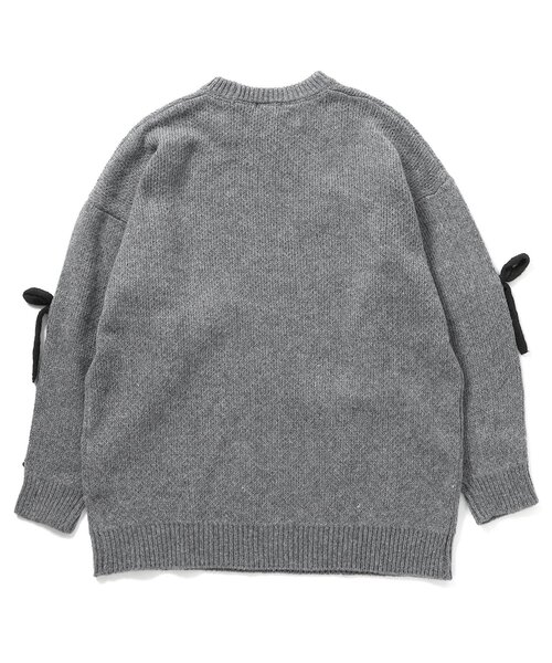 algy（アルジー）の「ニットりぼんミニワンピ（ワンピース・キッズ・レッド/グレー/ブラック・MEDIUM/SMALL/X-SMALL/XX-SMALL）」の5枚目の写真
