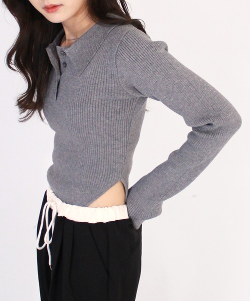 Reurie'(レウリィ)の「ポロボディースーツ シンプル カジュアル 春 秋 トップス ノームコア(Tシャツ/カットソー・レディース・アイボリー/ブラック/グレー・FREE)」の1枚目の写真