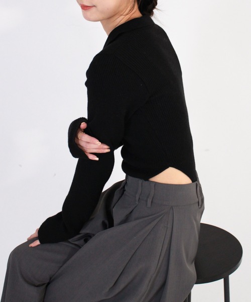 Reurie'(レウリィ)の「ポロボディースーツ シンプル カジュアル 春 秋 トップス ノームコア(Tシャツ/カットソー・レディース・アイボリー/ブラック/グレー・FREE)」の3枚目の写真