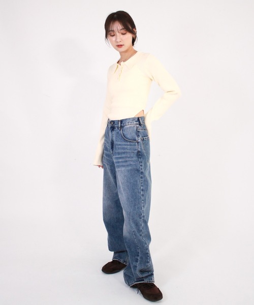 Reurie'(レウリィ)の「ポロボディースーツ / シンプル カジュアル 春 秋 トップス ノームコア モノトーン 襟付き(Tシャツ/カットソー・レディース・アイボリー/ブラック/グレー・FREE)」の21枚目の写真