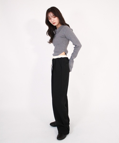 Reurie'(レウリィ)の「ポロボディースーツ シンプル カジュアル 春 秋 トップス ノームコア(Tシャツ/カットソー・レディース・アイボリー/ブラック/グレー・FREE)」の4枚目の写真