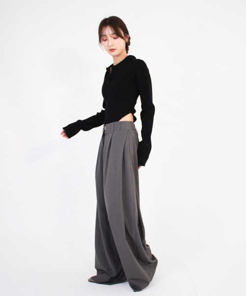 Reurie'(レウリィ)の「ポロボディースーツ シンプル カジュアル 春 秋 トップス ノームコア(Tシャツ/カットソー・レディース・アイボリー/ブラック/グレー・FREE)」の9枚目の写真