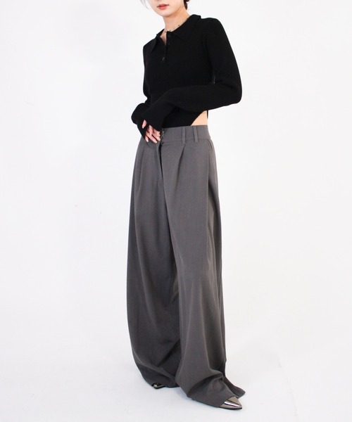 Reurie'(レウリィ)の「ポロボディースーツ シンプル カジュアル 春 秋 トップス ノームコア(Tシャツ/カットソー・レディース・アイボリー/ブラック/グレー・FREE)」の10枚目の写真