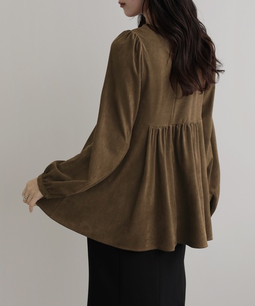 SUNFLOWER EIGHT(サンフラワーエイト)の「キーネックぺプラムチュニック(その他トップス・レディース・キャメル/ブラウン/ライトベージュ・M)」の13枚目の写真