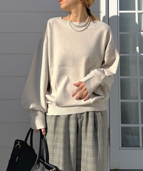 Q（キュー）の「やわもちぽわんニット（ニット/セーター・レディース・ベージュ/レッド/ブラック・MEDIUM）」の4枚目の写真