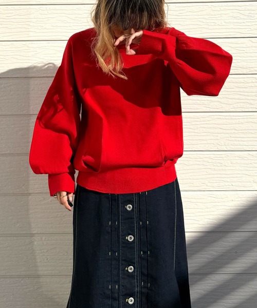 Q（キュー）の「やわもちぽわんニット（ニット/セーター・レディース・ベージュ/レッド/ブラック・MEDIUM）」の5枚目の写真