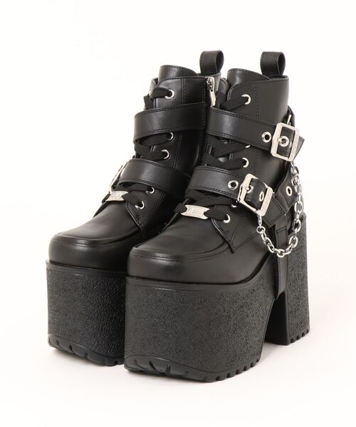 【YOSUKE】厚底チャンキーヒールベルトデザインブーツ 4460118