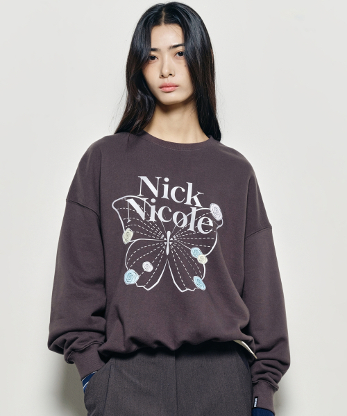 NICK&NICOLE(ニックアンドニコール)の「BUTTERFLY ROSE SIGNATURE SWEATSHIRT_CHARCOAL SILVER(スウェット・レディース・その他・FREE)」の1枚目の写真
