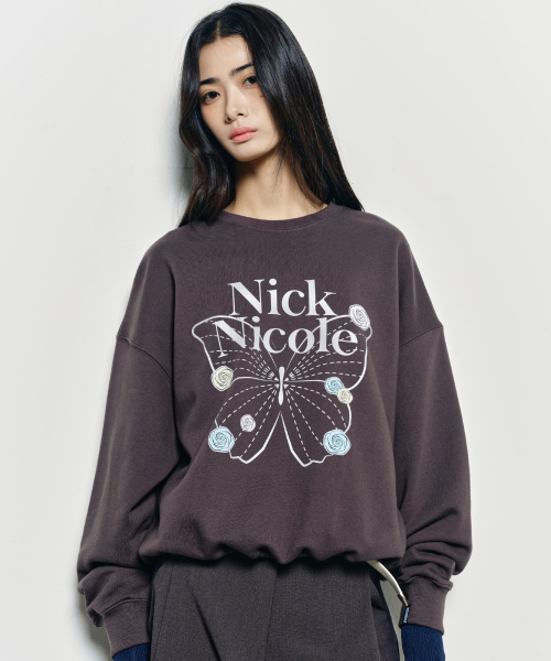 NICK&NICOLE(ニックアンドニコール)の「BUTTERFLY ROSE SIGNATURE SWEATSHIRT_CHARCOAL SILVER(スウェット・レディース・その他・FREE)」の2枚目の写真