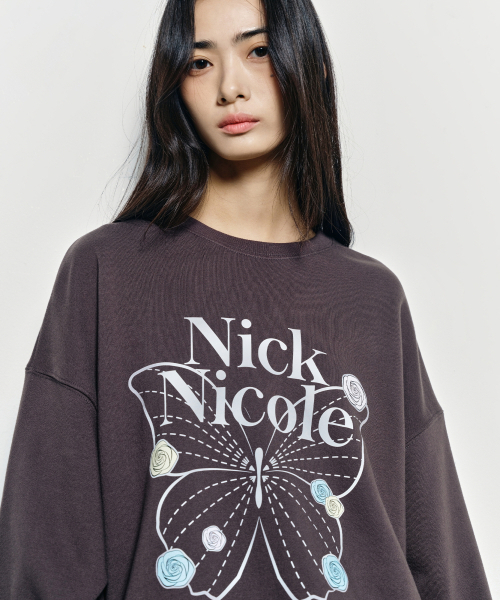 NICK&NICOLE(ニックアンドニコール)の「BUTTERFLY ROSE SIGNATURE SWEATSHIRT_CHARCOAL SILVER(スウェット・レディース・その他・FREE)」の3枚目の写真