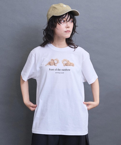 I am I in fact...(アイアムアイインファクト)の「teddybear Tシャツ(Tシャツ/カットソー・レディース・ピンク/ホワイト・FREE)」の4枚目の写真
