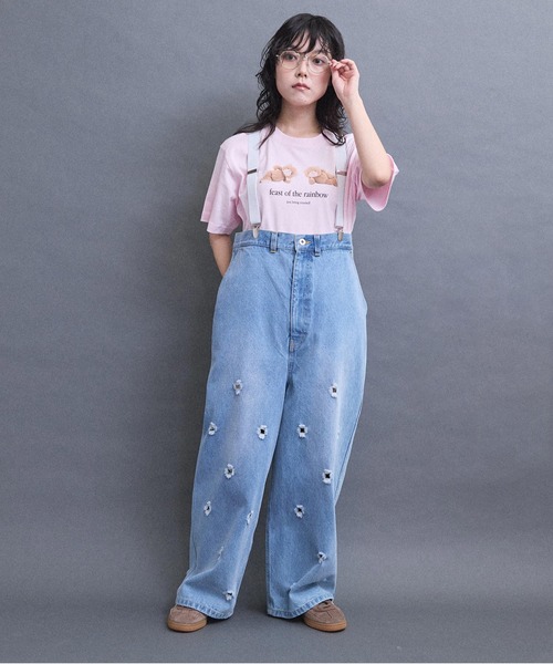 I am I in fact...(アイアムアイインファクト)の「teddybear Tシャツ(Tシャツ/カットソー・レディース・ピンク/ホワイト・FREE)」の19枚目の写真