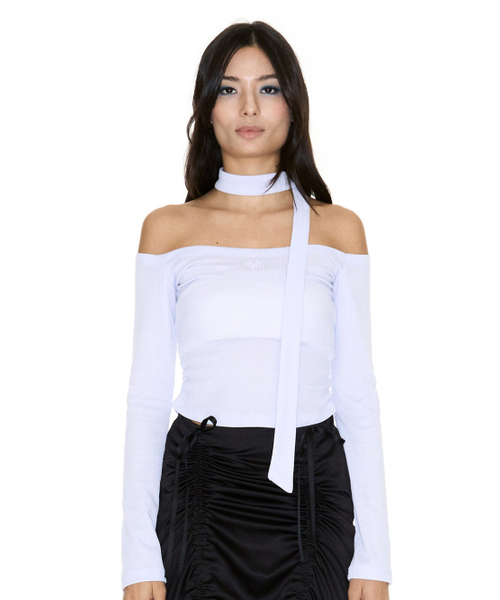 SETSETSET(セットセットセット)の「JENNIE OFF-SHOULDER LOGO TOP PALE PURPLE(Tシャツ/カットソー・レディース・その他・FREE)」の1枚目の写真