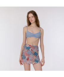 LOOP&LOOP（ループアンドループ）の「メッシュカバーアップラップスカート【ボヘミアンパッチワークスカイブルー】（スカート）」