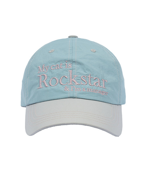 Rockstar cat Nylon cap (Sky Blue/Light Grey)