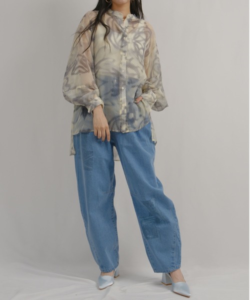 palm RICHE(ポームリシュ)の「モダンドットレトロ柄SH(シャツ/ブラウス・レディース・ブラック/アイボリー・M)」の12枚目の写真